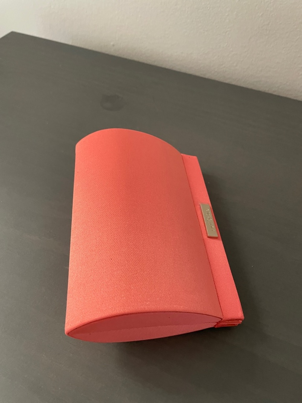 Bulgari Coral Pink Textured Clutch with Gold Plaque - Picture 2 of 5